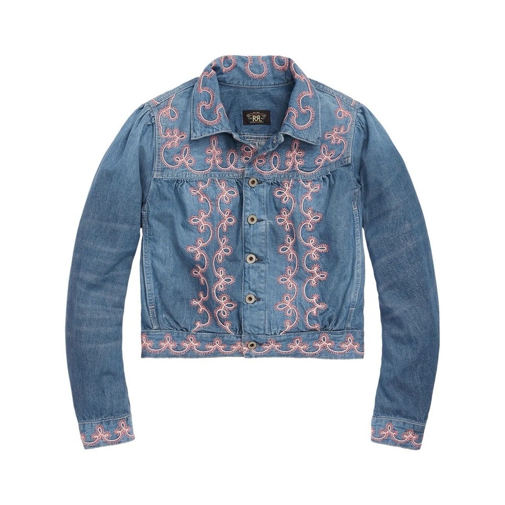 RRL Martin Flora Embroidered Denim Shirt Women Size 3 - Picture 1 of 9